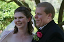 The glowing Bride and happy groom